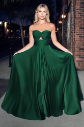 Keyhole Strapless Satin A-line Gown